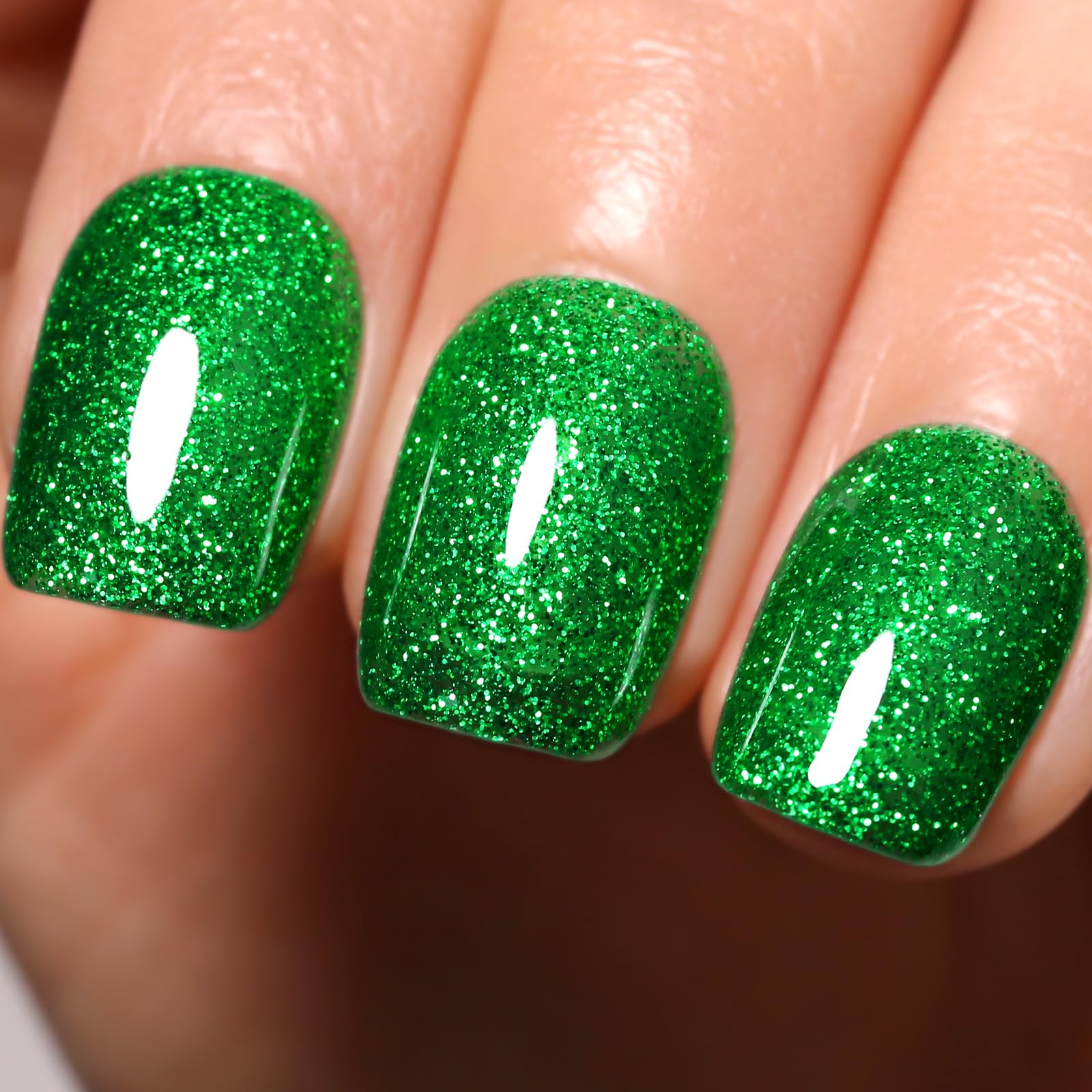 FireDeep Glitter Green Gel Nail Polish bottle showing sparkly salon-quality color