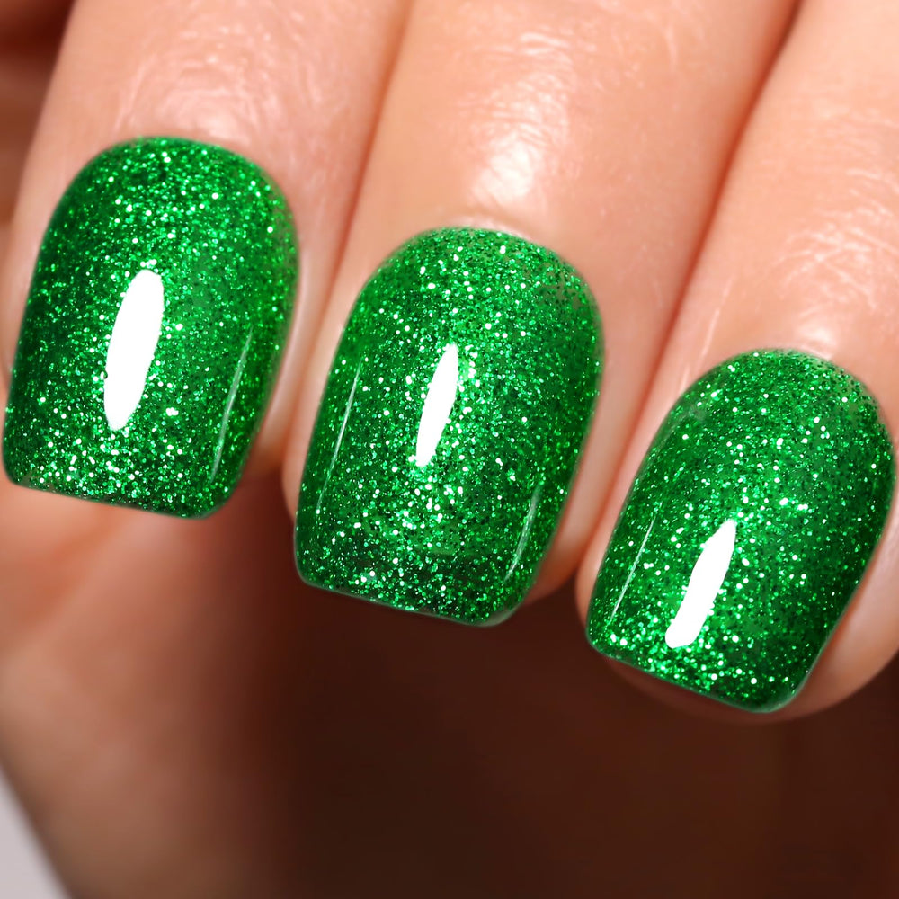 FireDeep Glitter Green Gel Nail Polish bottle showing sparkly salon-quality color
