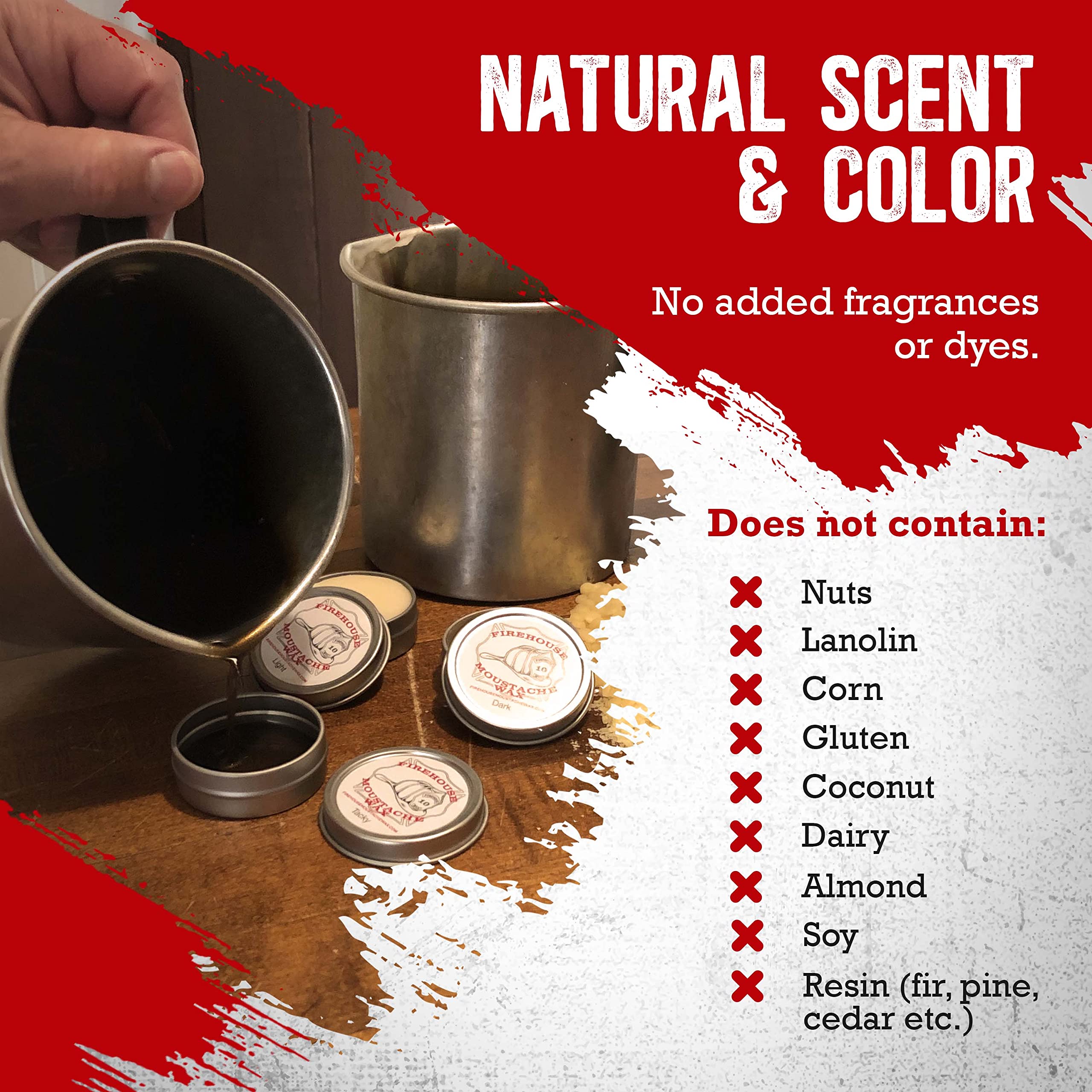 Firehouse Moustache Wax all-weather-hold demonstrates reliable control outdoors.