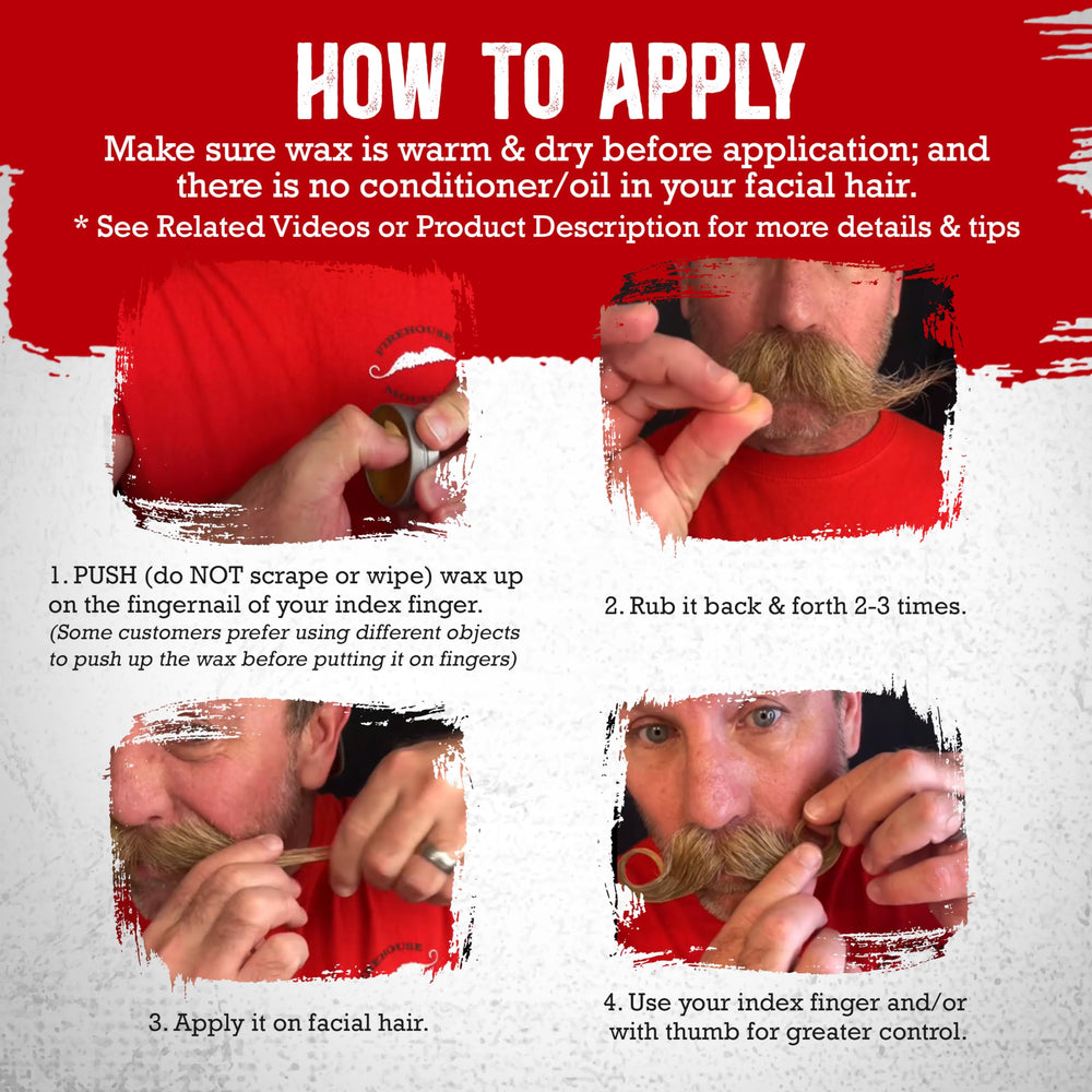 Firehouse Moustache Wax natural color-scent from waxes supports low-key grooming.