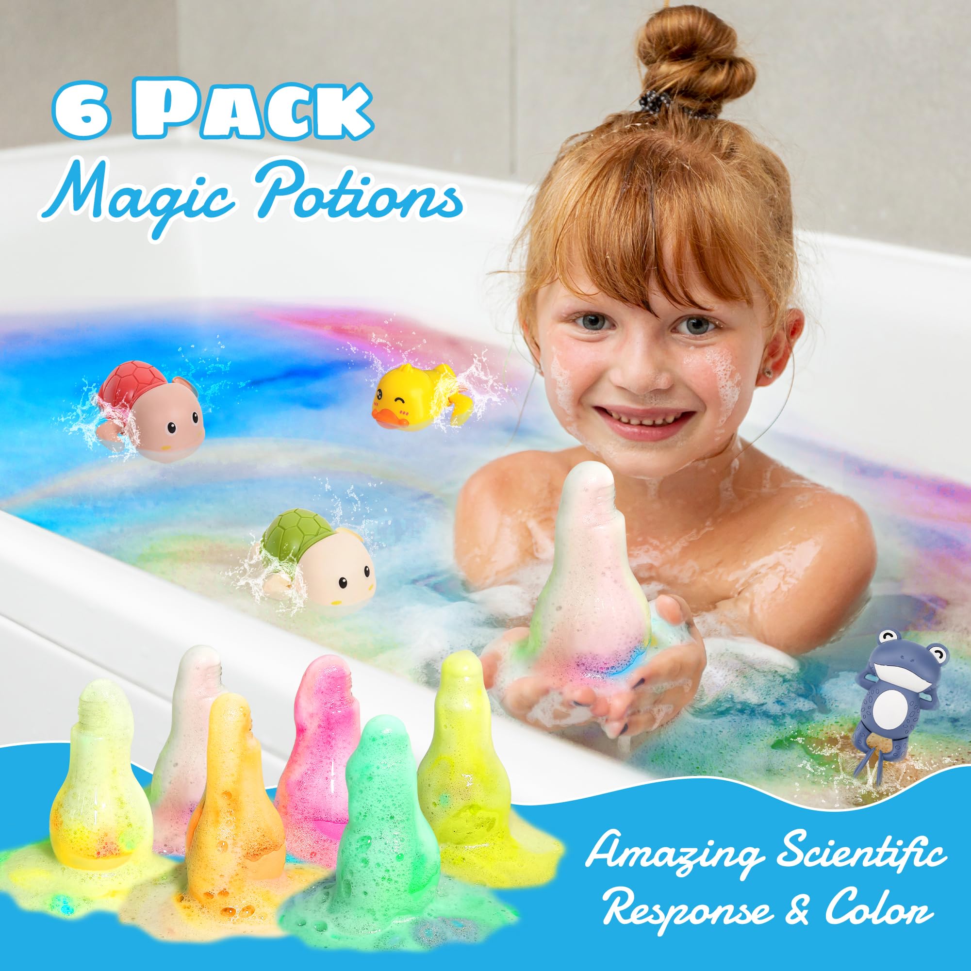 Firekoto kids bath bombs show rainbow bubbles and playful fizz.