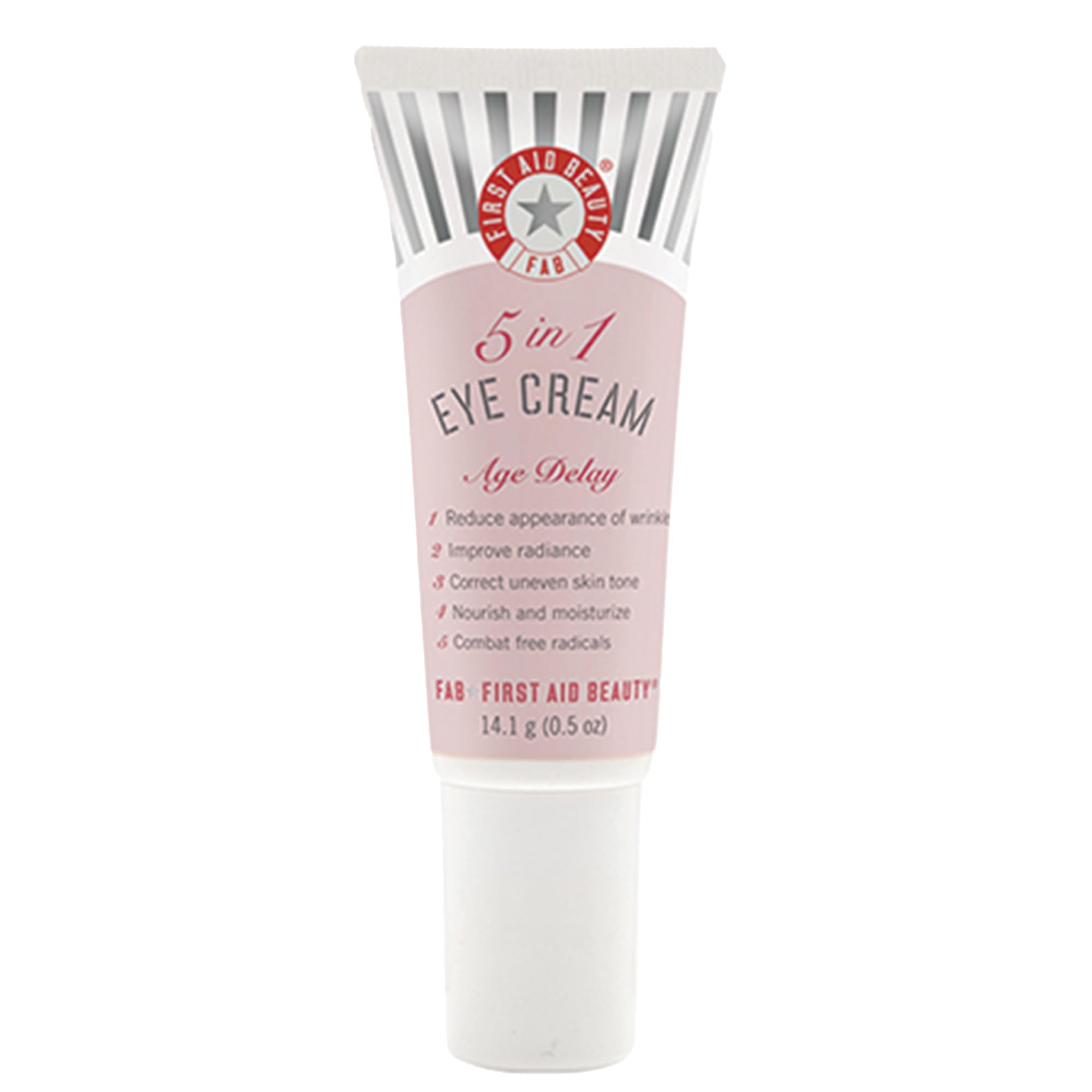 First Aid Beauty 5-in-1 Eye Cream bottle ready to hydrate and brighten under-eye