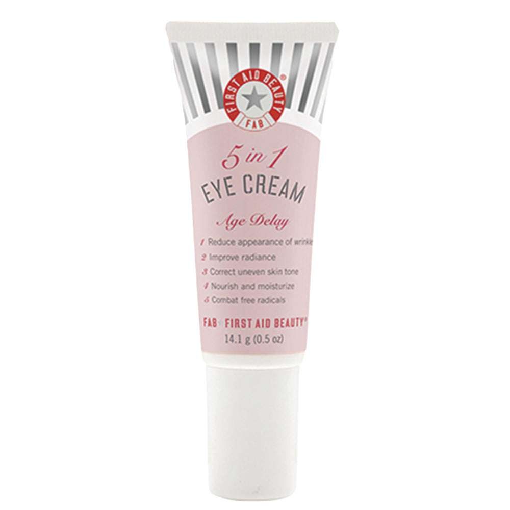 First Aid Beauty 5-in-1 Eye Cream bottle ready to hydrate and brighten under-eye