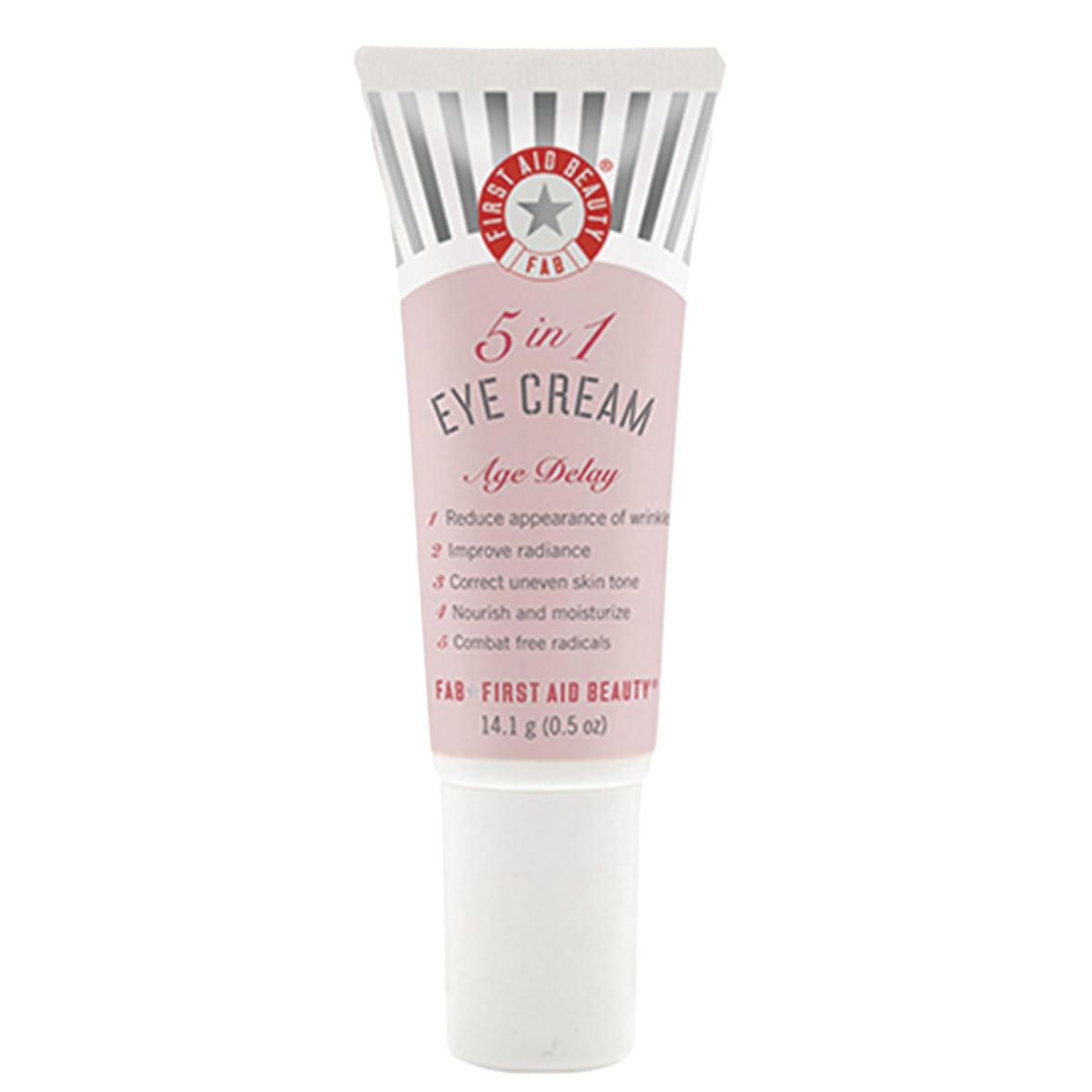 First Aid Beauty 5-in-1 Eye Cream bottle ready to hydrate and brighten under-eye