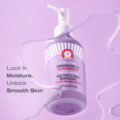 First Aid Beauty after-shower nourishing body oil ingredients featuring lipids and botanical oils