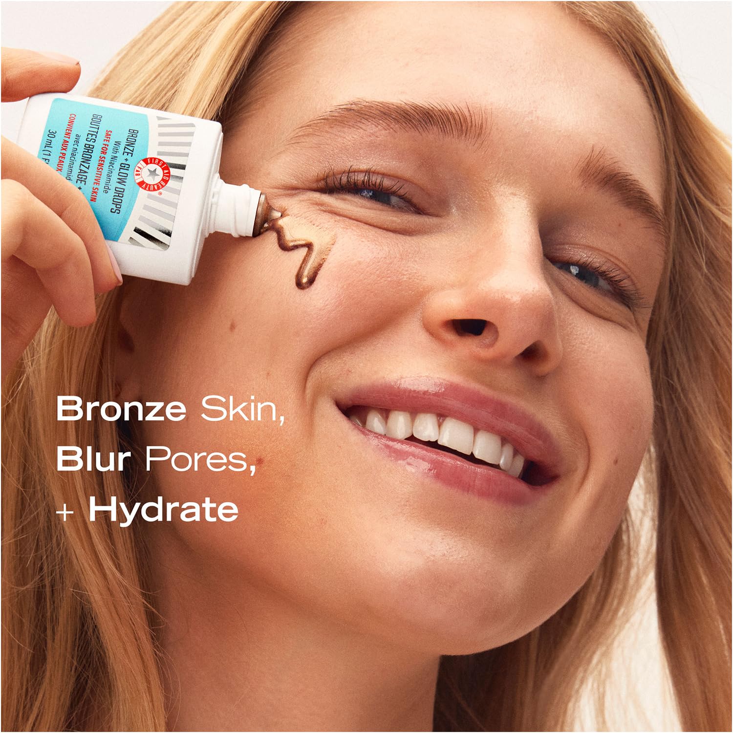 First Aid Beauty Bronze and Glow Drops blur pores for smoother complexion