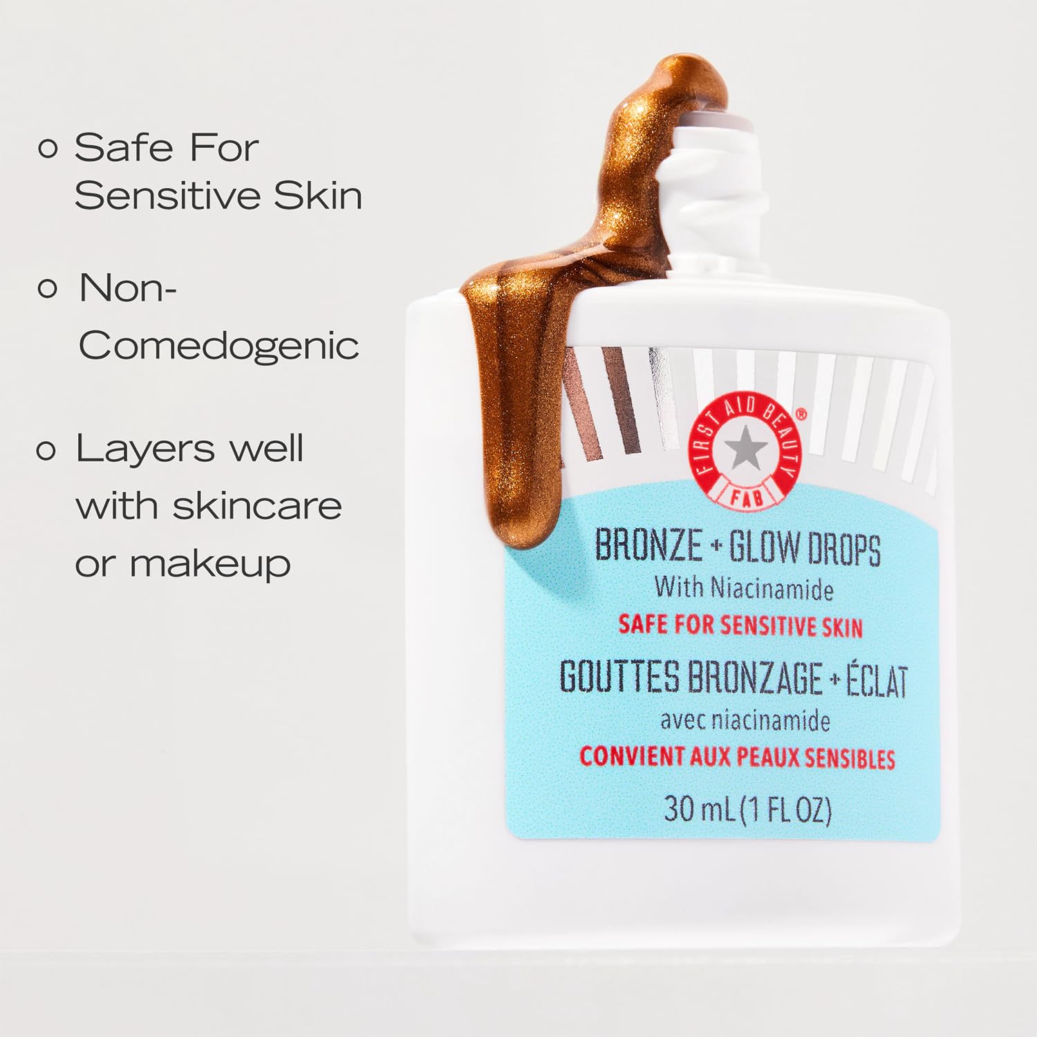 First Aid Beauty Bronze and Glow Drops deliver bronze kiss of color