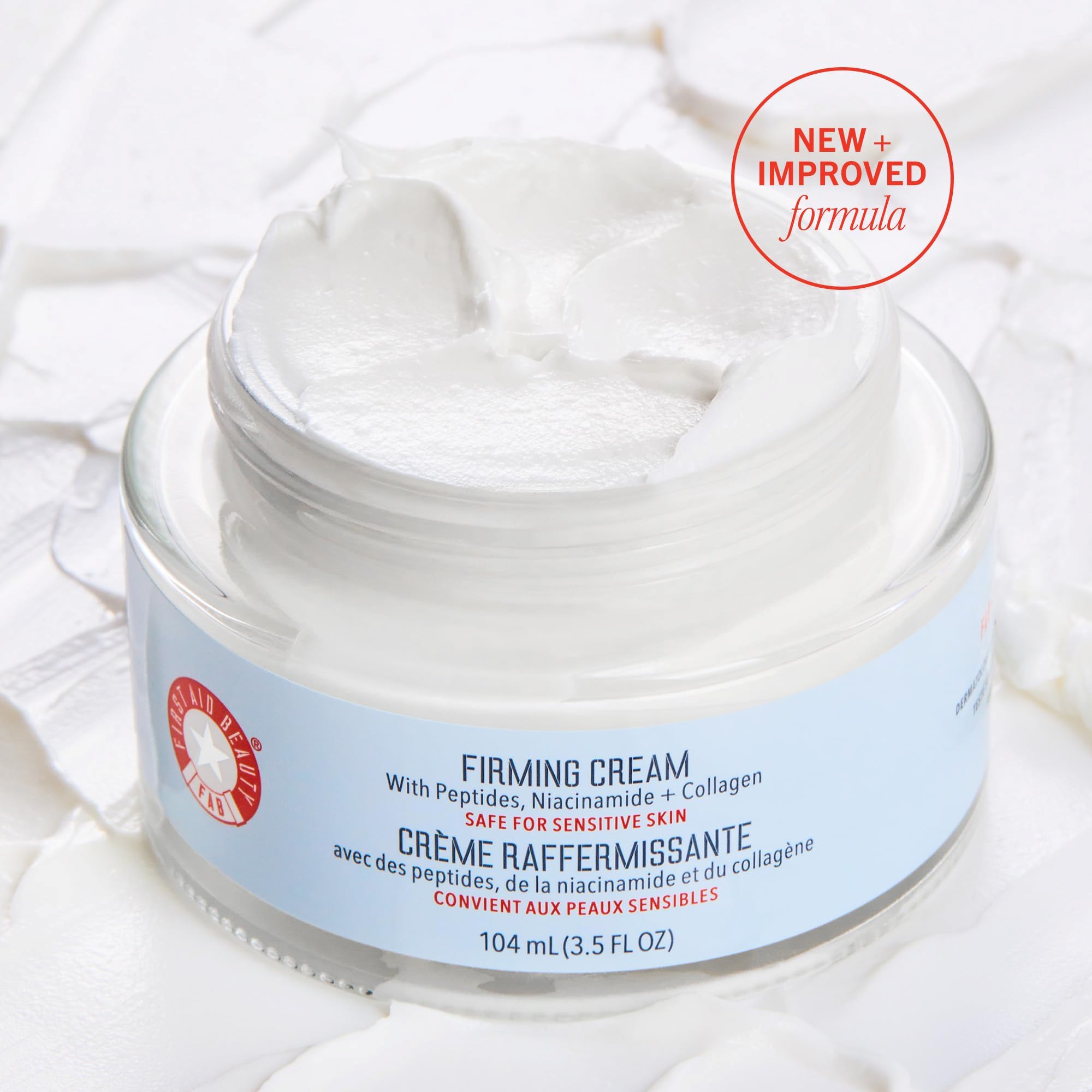 Applying First Aid Beauty Firming Collagen Cream to achieve hydrated skin.