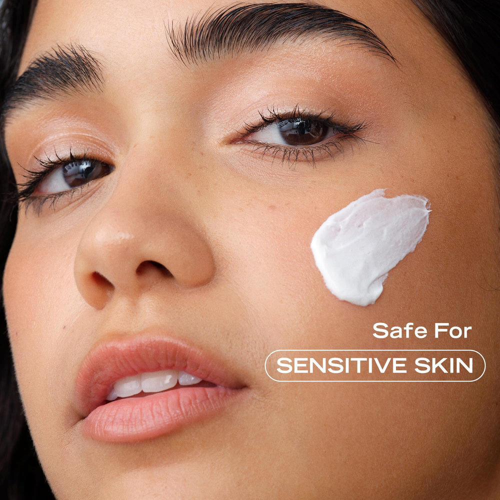 Family using First Aid Beauty Firming Collagen Cream during skincare routine.