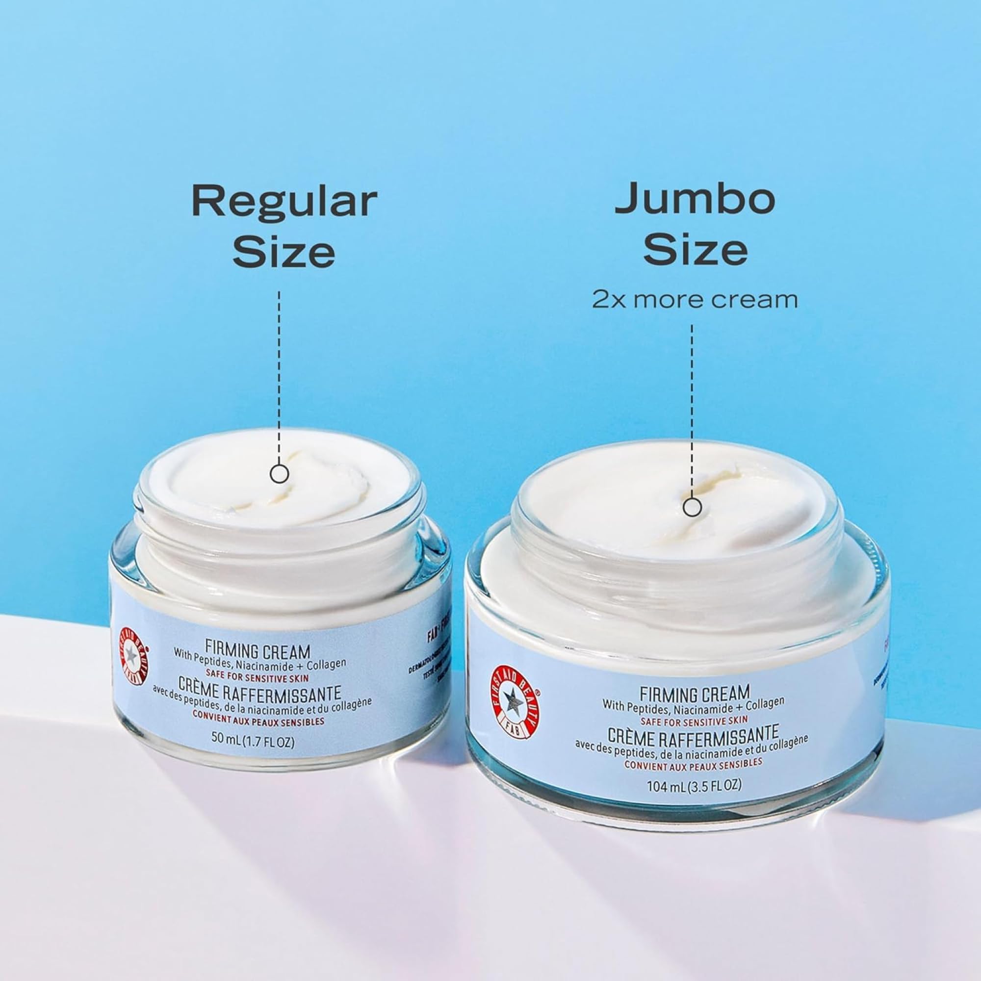 Applying First Aid Beauty Firming Collagen Cream on hands for soft skin.