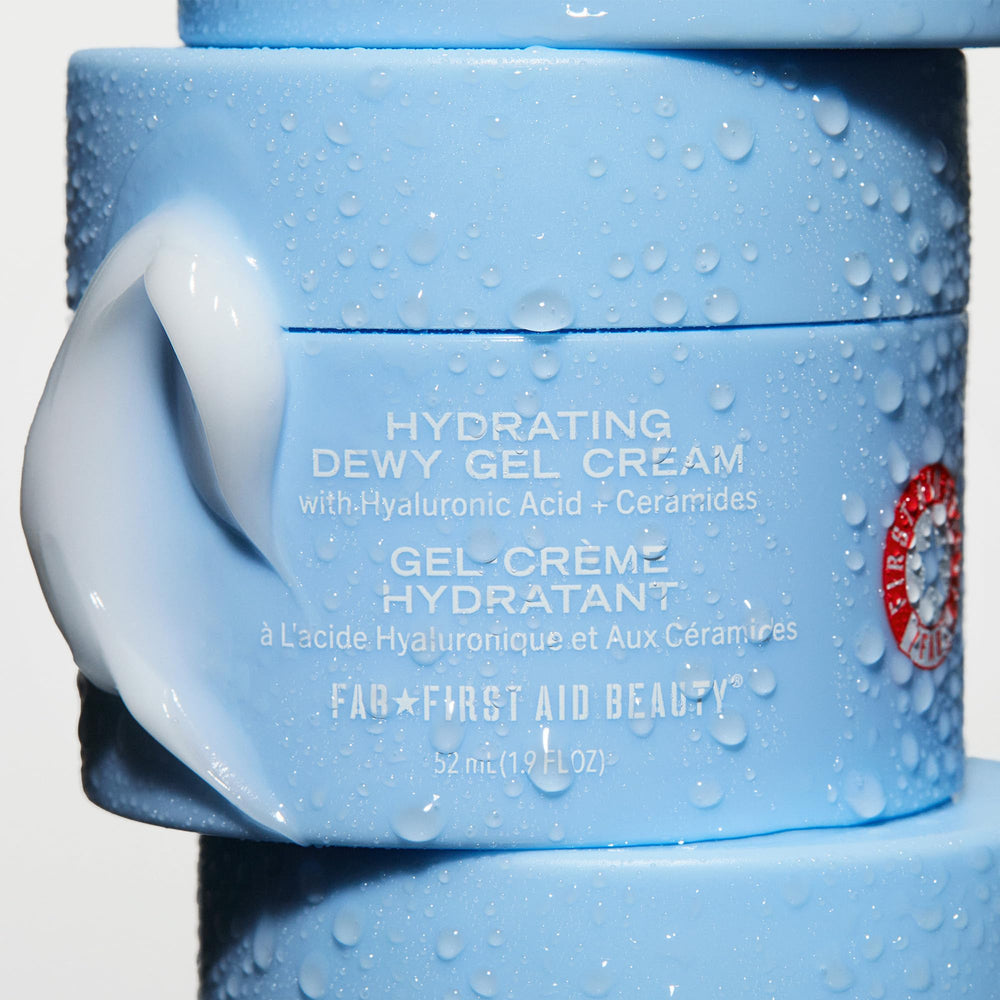 First Aid Beauty Hydrating Dewy Gel Cream ceramides illustration emphasizes barrier support