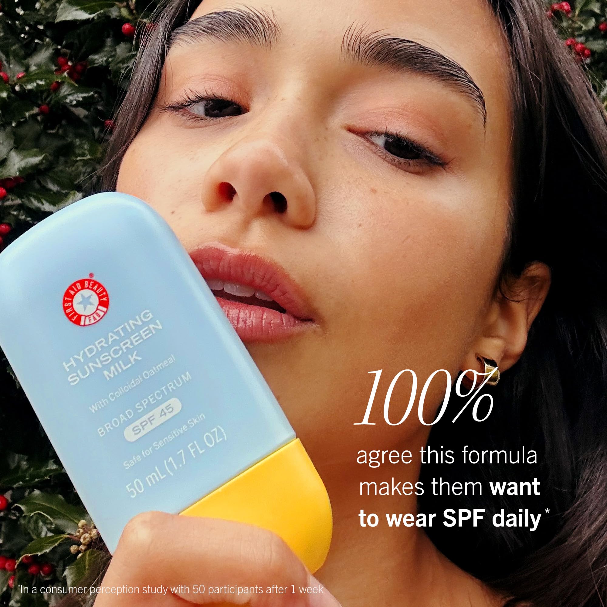 First Aid Beauty lightweight texture swatch, fast absorption for makeup-ready skin.