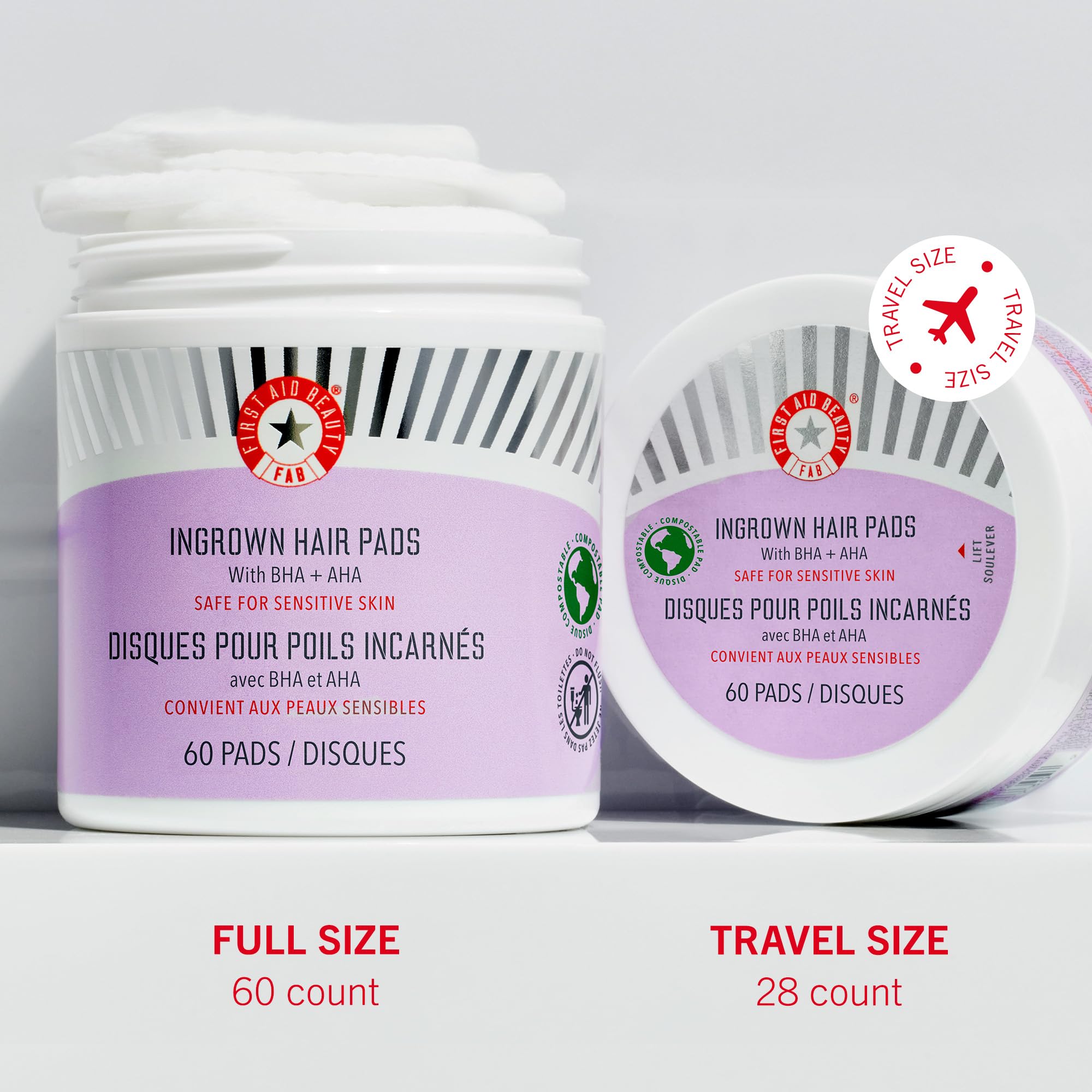 First Aid Beauty Ingrown Hair Pads on face after shaving for smoother skin.