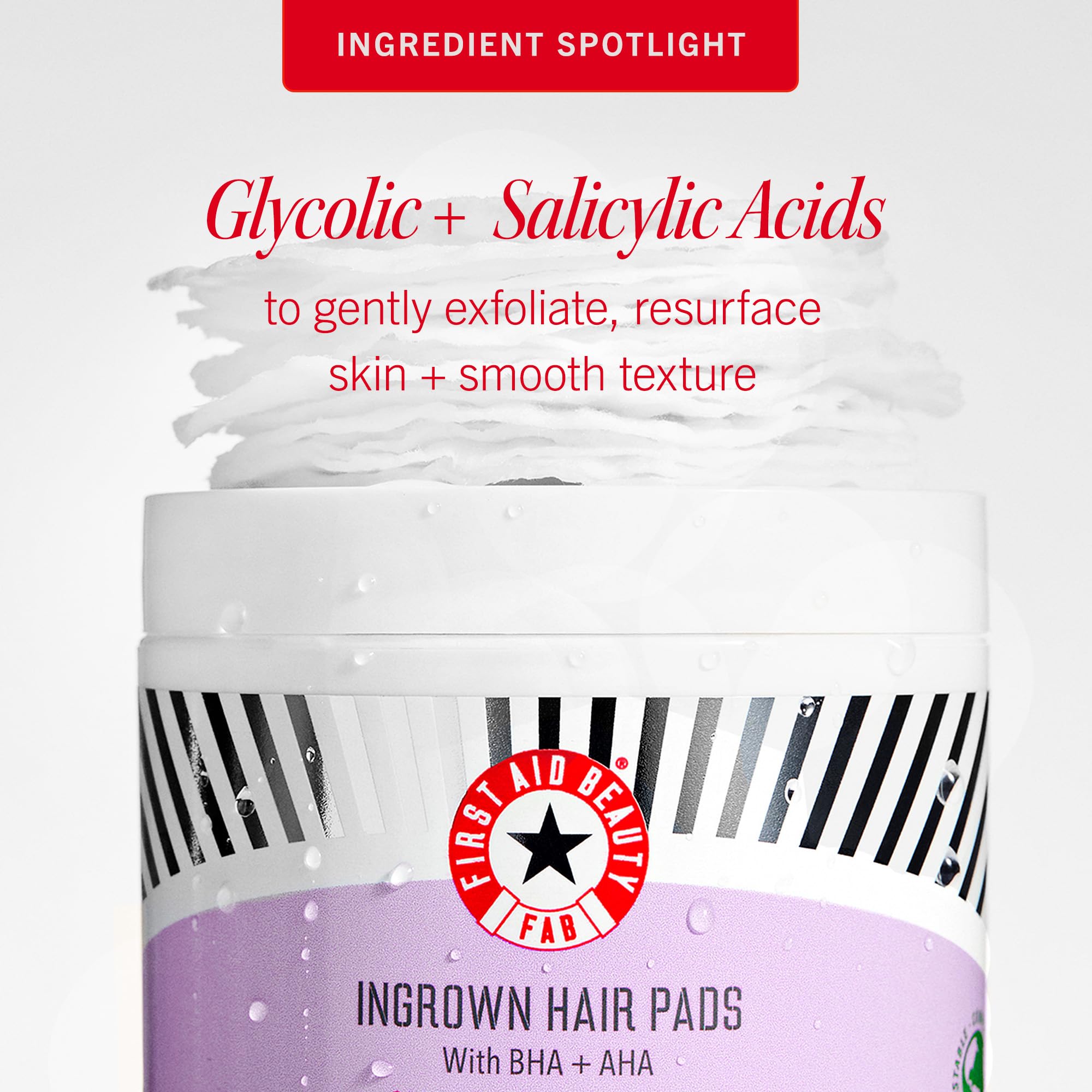 First Aid Beauty Ingrown Hair Pads applied to legs for post-shave softness.