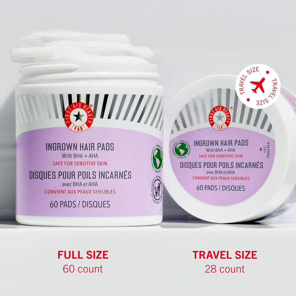 First Aid Beauty ingrown hair pads witch hazel aloe soothes while exfoliating.