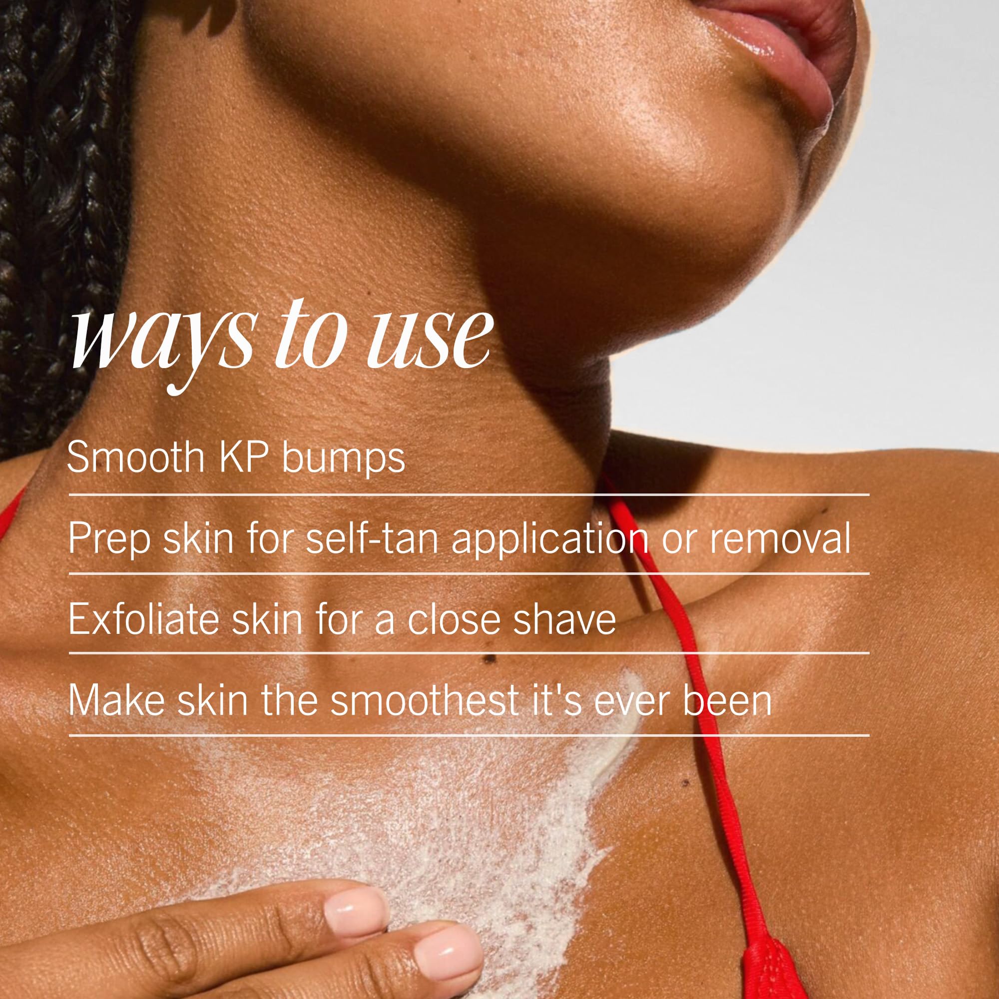 First Aid Beauty KP Bump Eraser application-hand image shows simple massage for even coverage.