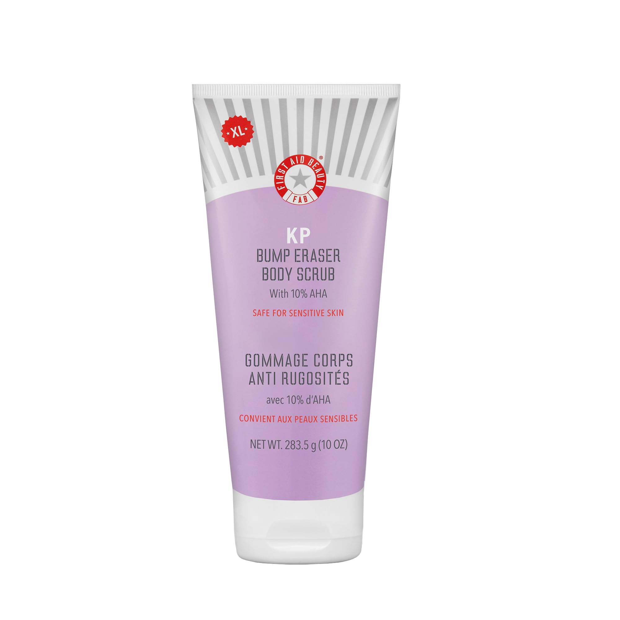 First Aid Beauty KP Bump Eraser bottle demonstrates gentle chemical exfoliation for smoother skin.