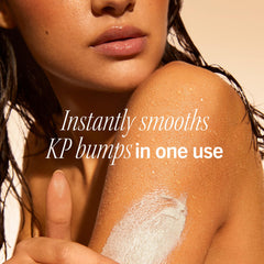 First Aid Beauty KP scrub peach jar promotes quick exfoliation for KP bumps