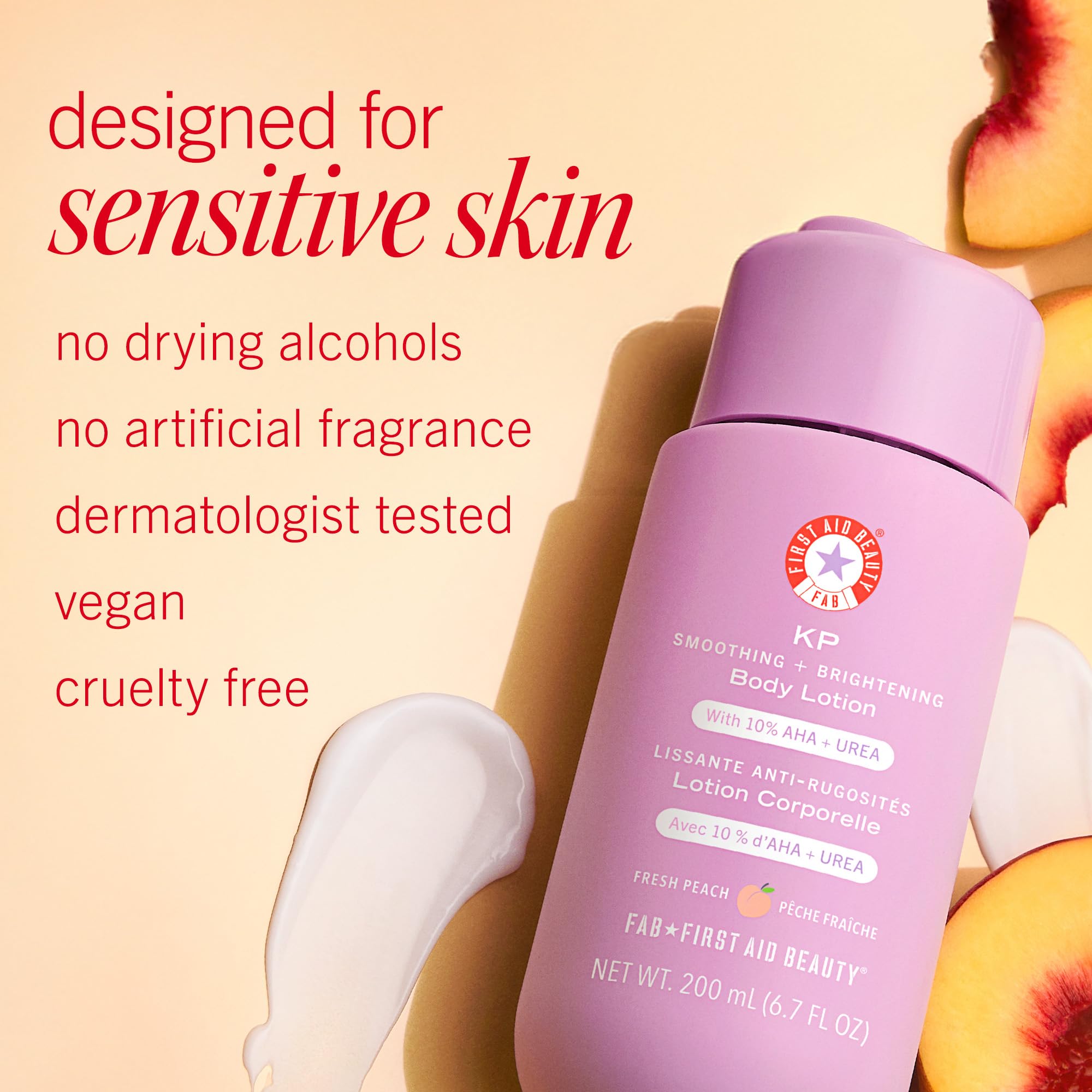 First Aid Beauty KP Smoothing free-from label emphasizes gentle, clean formula.