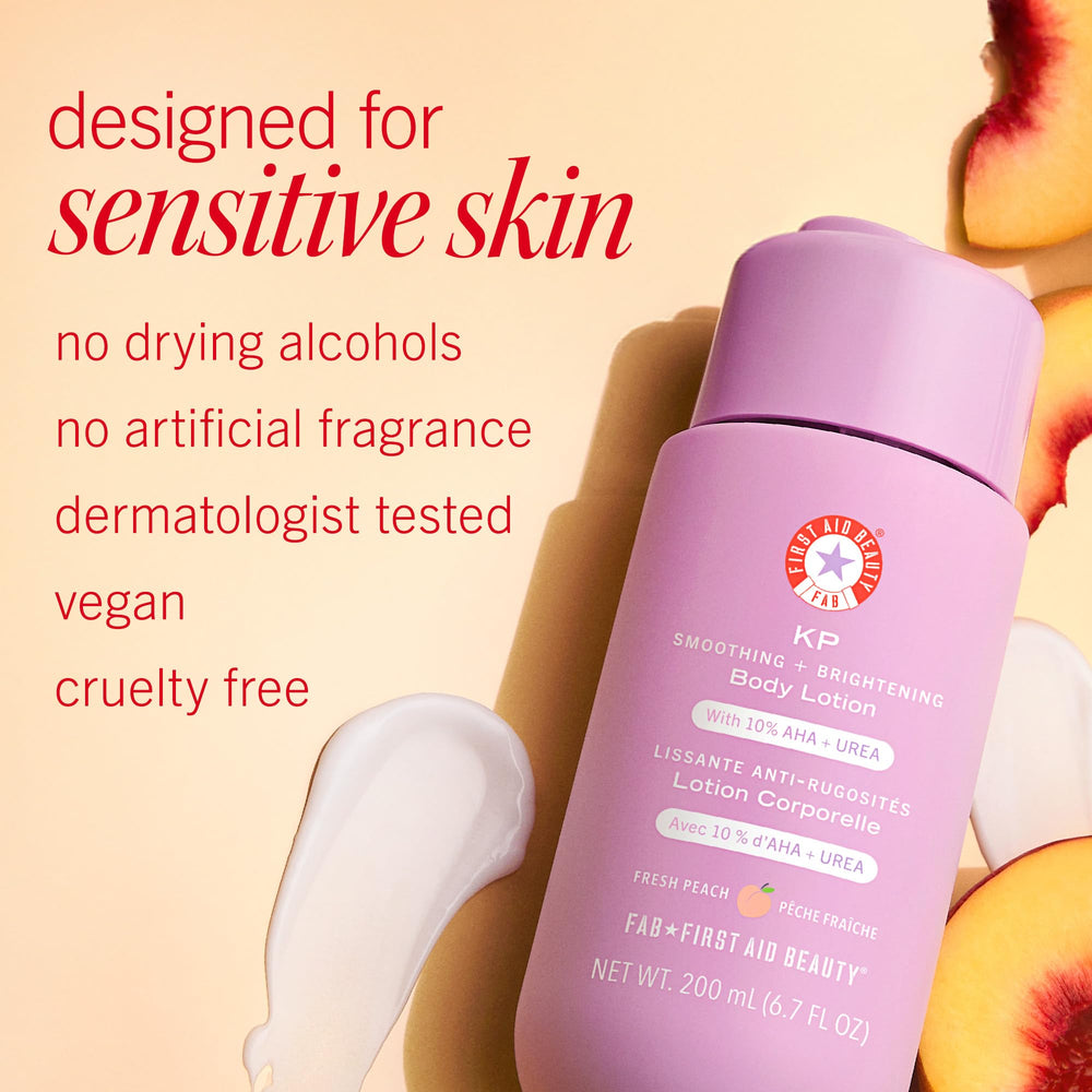 First Aid Beauty KP Smoothing free-from label emphasizes gentle, clean formula.