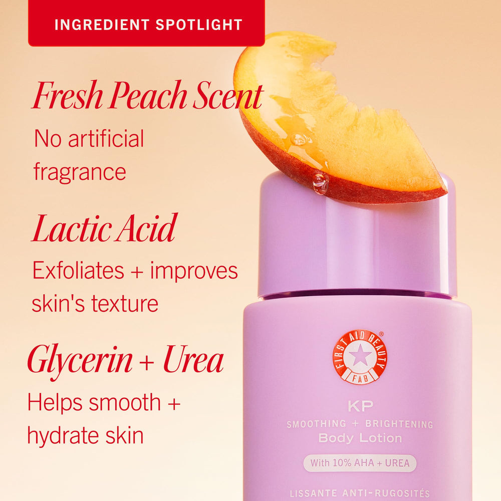 First Aid Beauty KP Smoothing ingredients with urea and colloidal oatmeal support hydration.