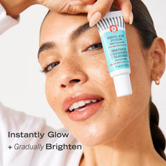 First Aid Beauty Brighten Glow Eye Cream closeup highlighting Niacinamide for brightening