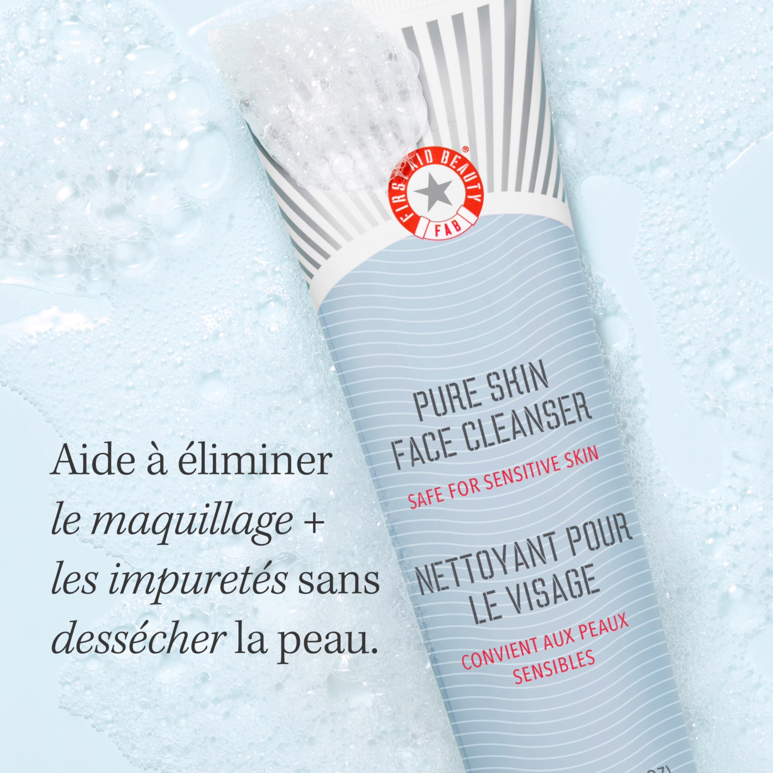 First Aid Beauty pH-balanced label communicates skin-friendly acidity for balanced daily cleansing