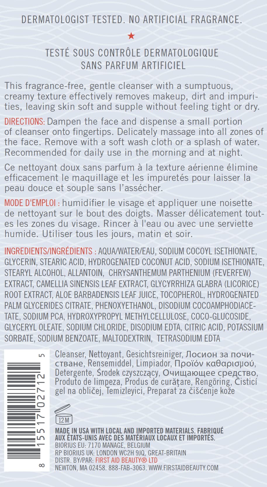 First Aid Beauty travel-size bottle on shelf highlights portability and everyday use
