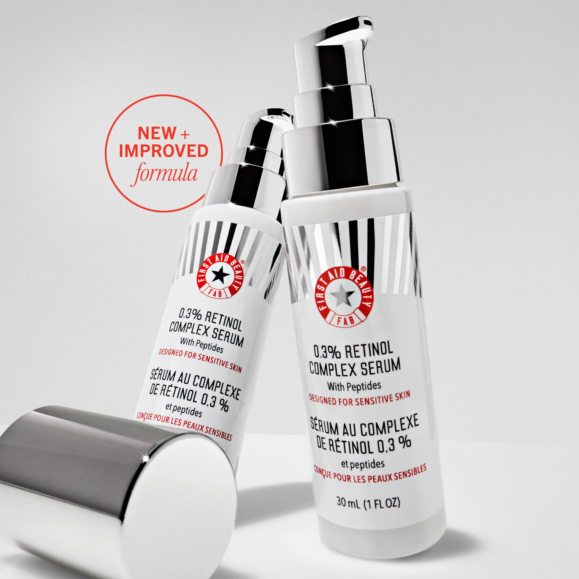 First Aid Beauty serum texture closeup—creamy, non-greasy finish for delicate skin.