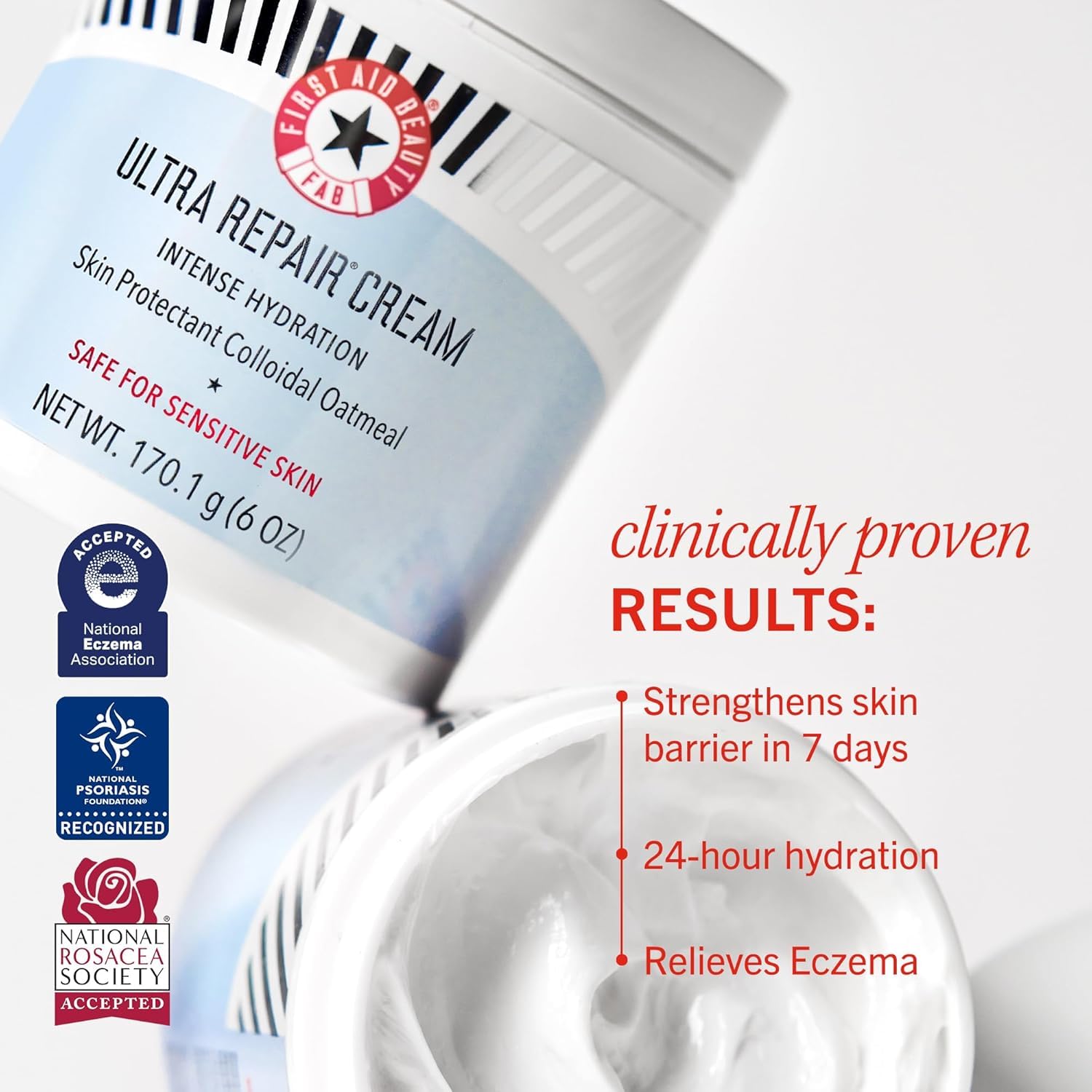 First Aid Beauty Ultra Repair Cream hands applying for everyday moisture.