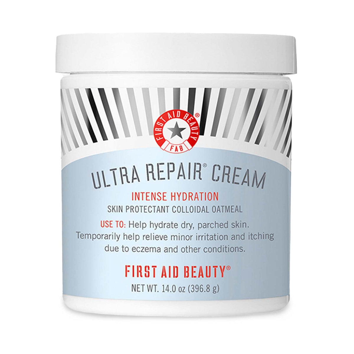 First Aid Beauty Ultra Repair Cream jar closeup showing rich hydration