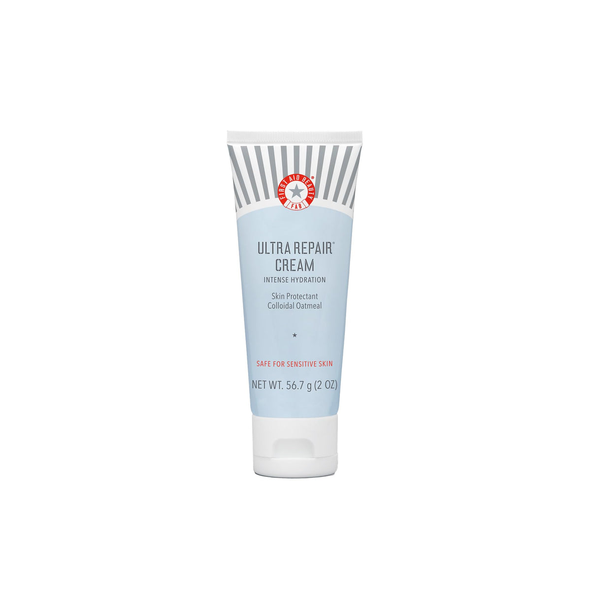 First Aid Beauty Ultra Repair Cream jar closeup demonstrates whipped texture for lasting hydration.