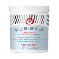 First Aid Beauty Ultra Repair Cream jar closeup showing rich hydration