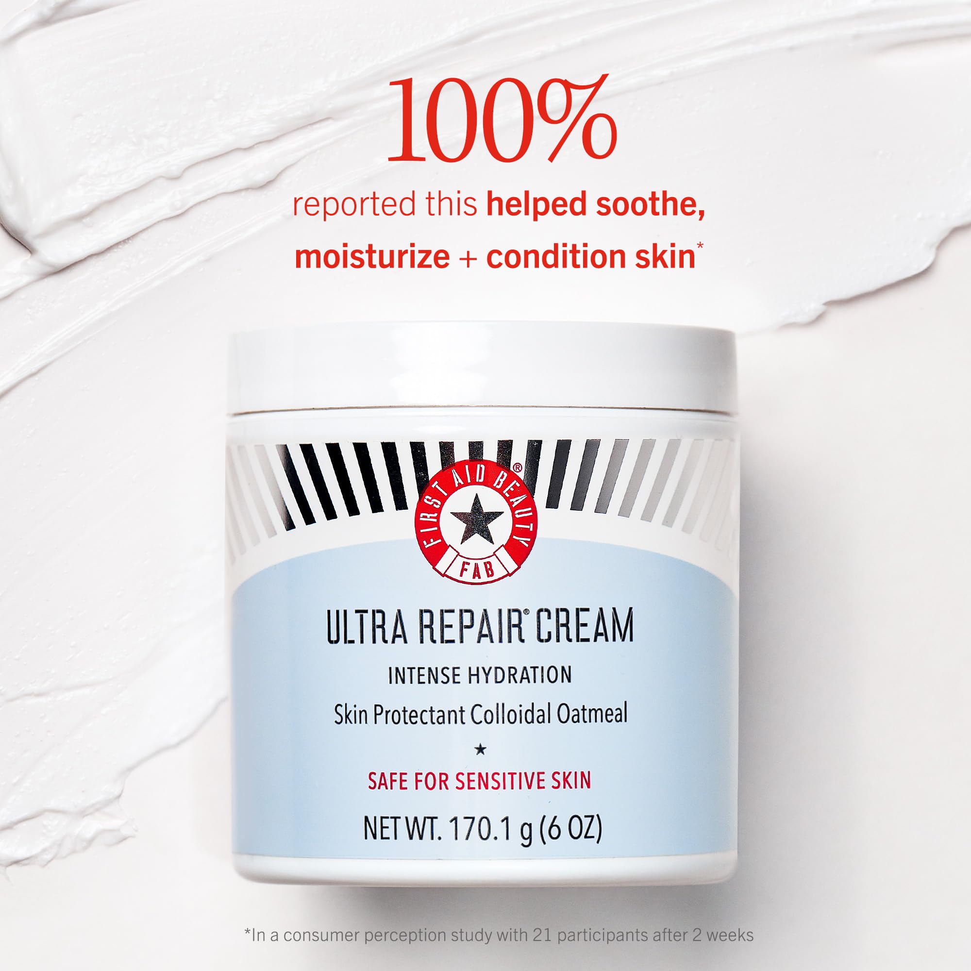 First Aid Beauty Ultra Repair Cream recyclable packaging emphasis.