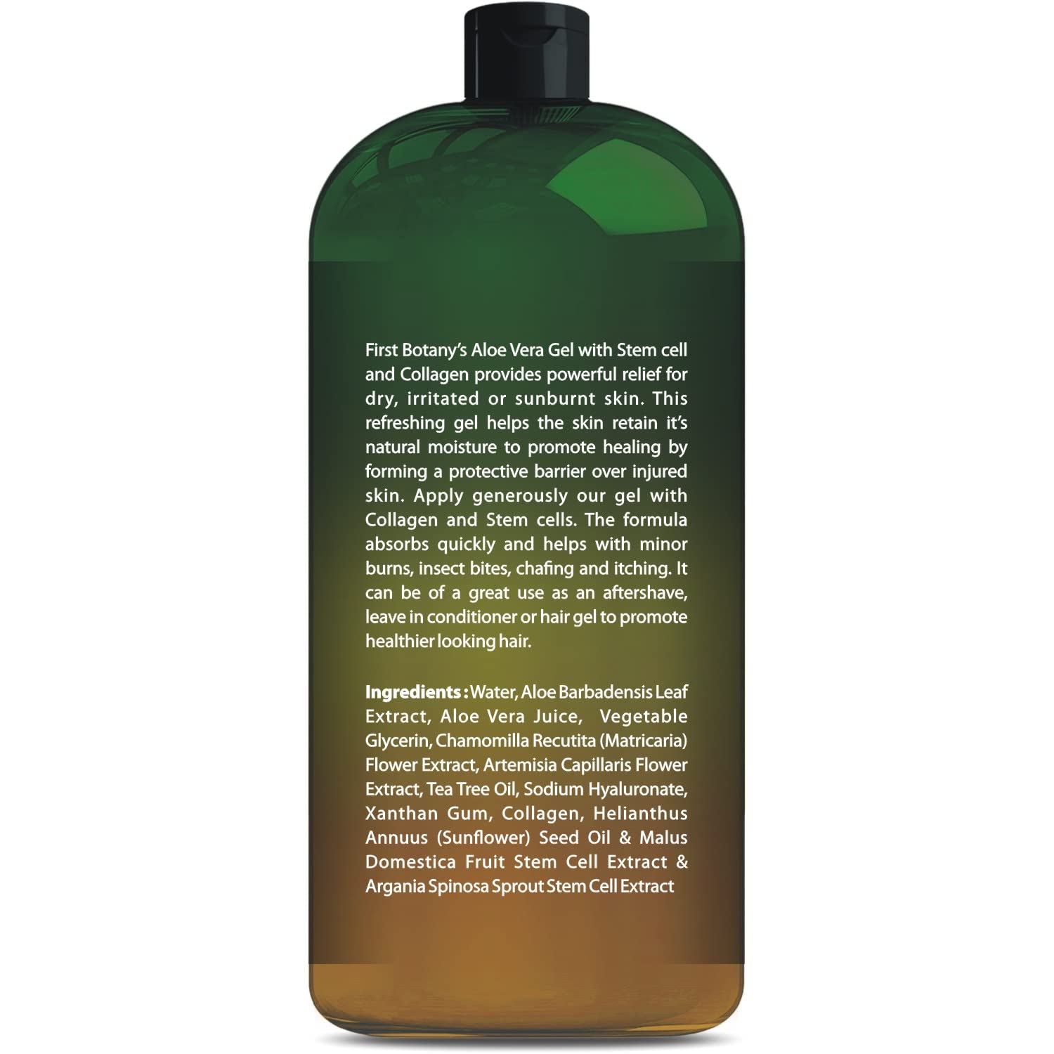 First Botany Aloe Gel texture close-up showing quick-absorbing formula.