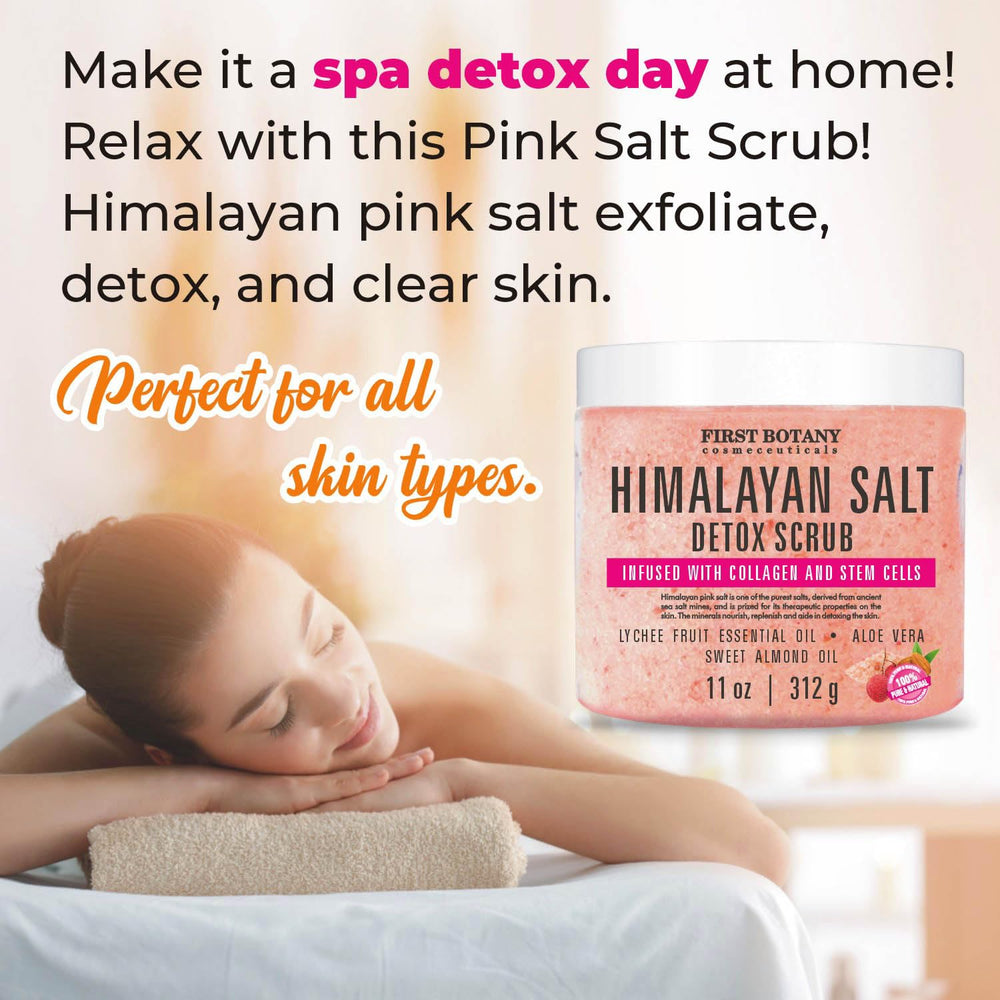 First Botany Body Scrub application scene demonstrates easy use and skin-refreshing routine.