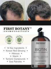 First Botany Cosmeceuticals ingredients close-up—argan oil and biotin for healthier hair.