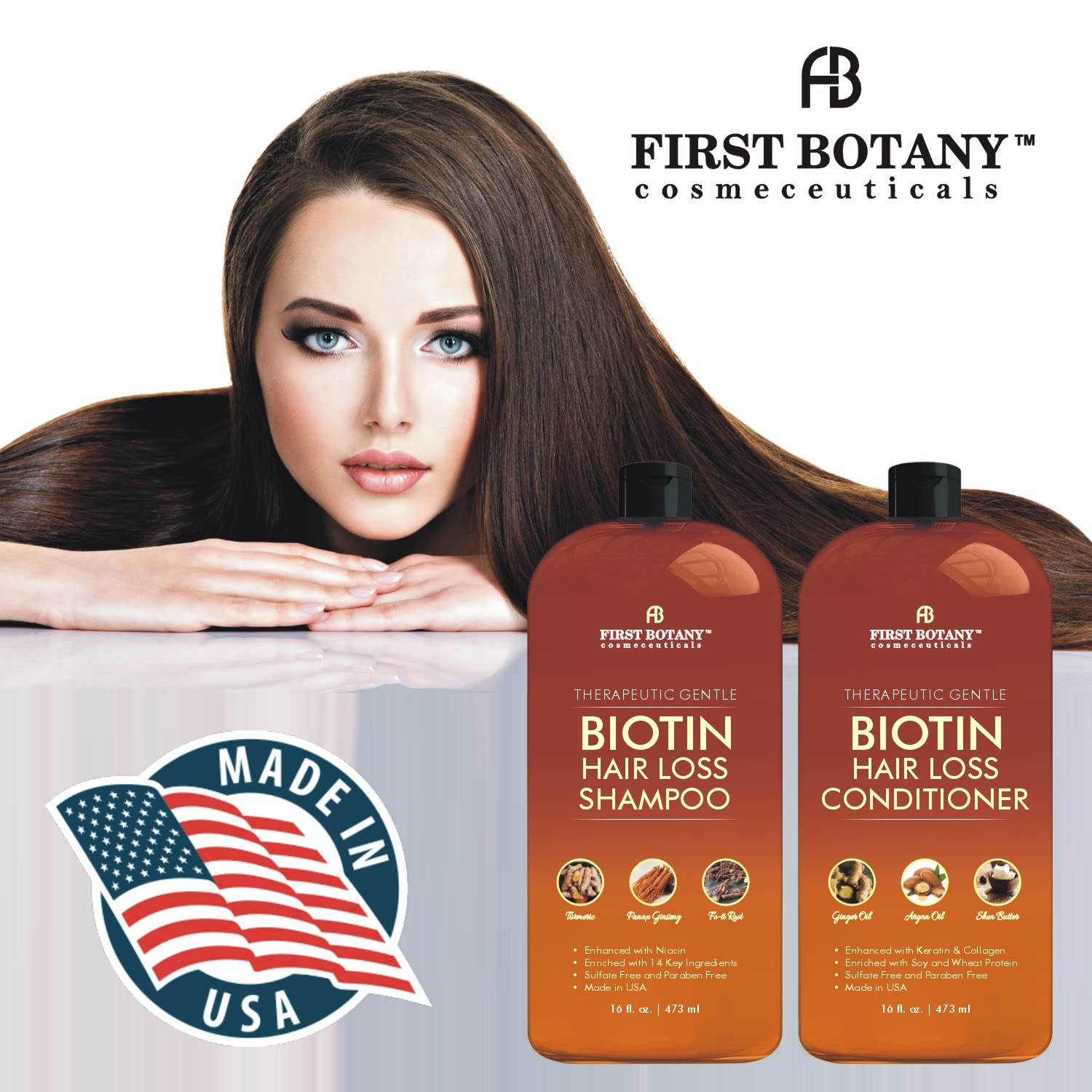 First Botany hair growth conditioner bottle shows hydrating nourishment for smoother strands.