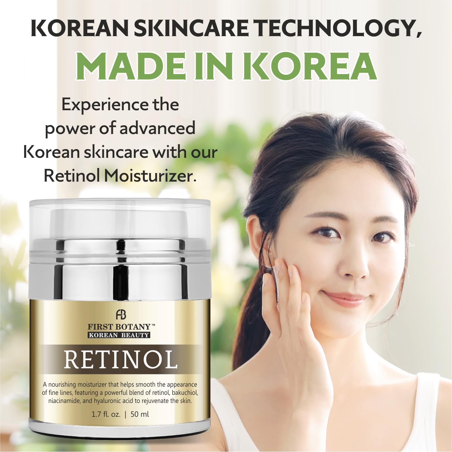 First Botany Korean Retinol Moisturizer application swatch showing creamy texture.