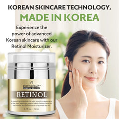 First Botany Korean Retinol Moisturizer application swatch showing creamy texture.