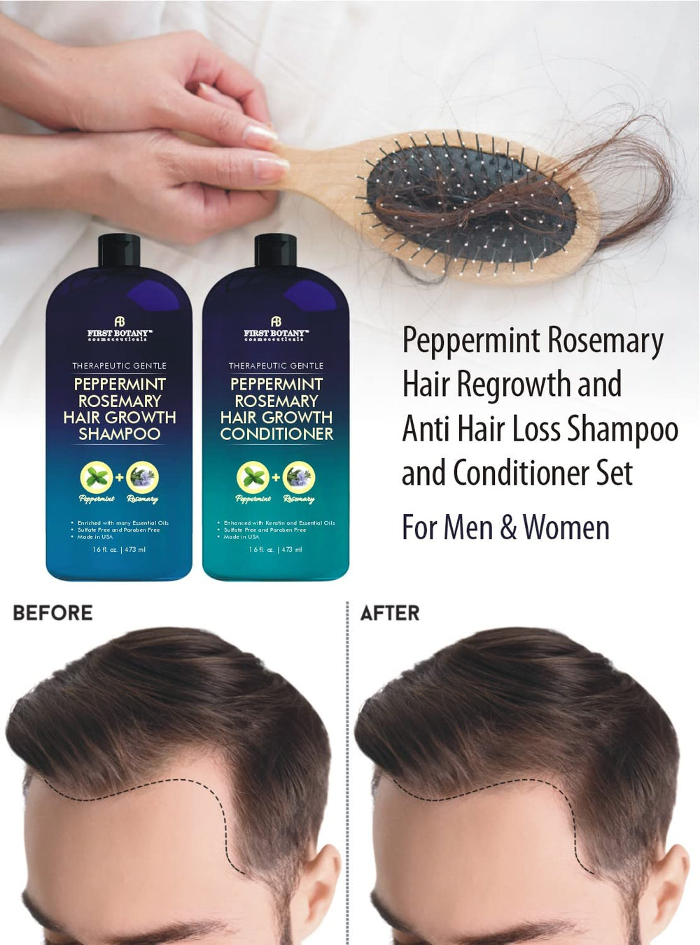 First Botany Peppermint Rosemary Conditioner squeeze closeup highlighting moisture and manageability.
