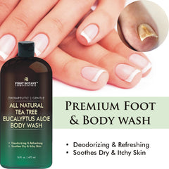 First Botany Tea Tree Eucalyptus pump delivering easy, quick lather after workouts.