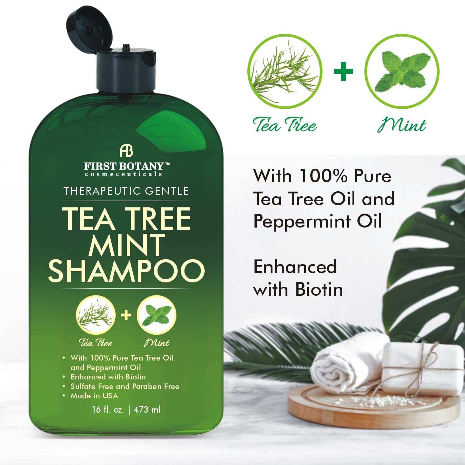 First Botany Tea Tree Mint Conditioner bottle emphasizes deep conditioning for softness.