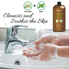 First Botany Tea Tree Mint Hand Soap foamy lather ready for gentle cleansing
