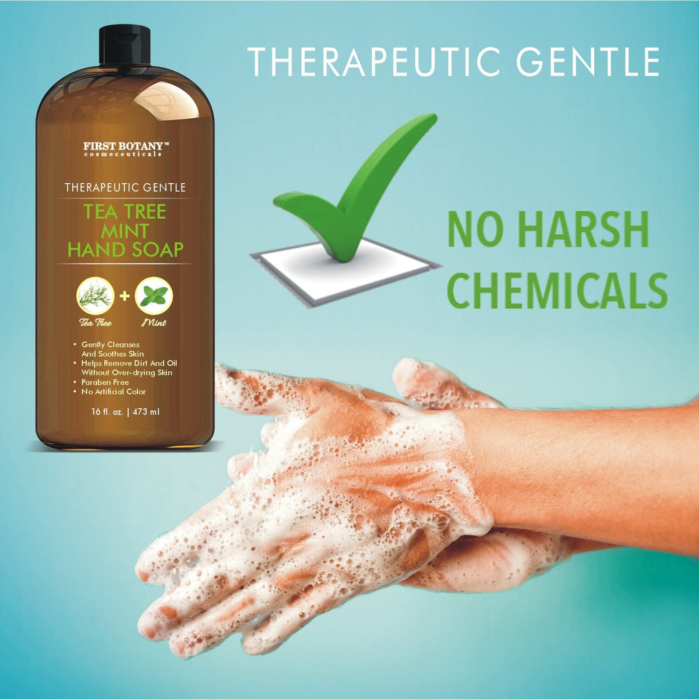 First Botany Tea Tree Mint Hand Soap packaging highlights cruelty-free formula