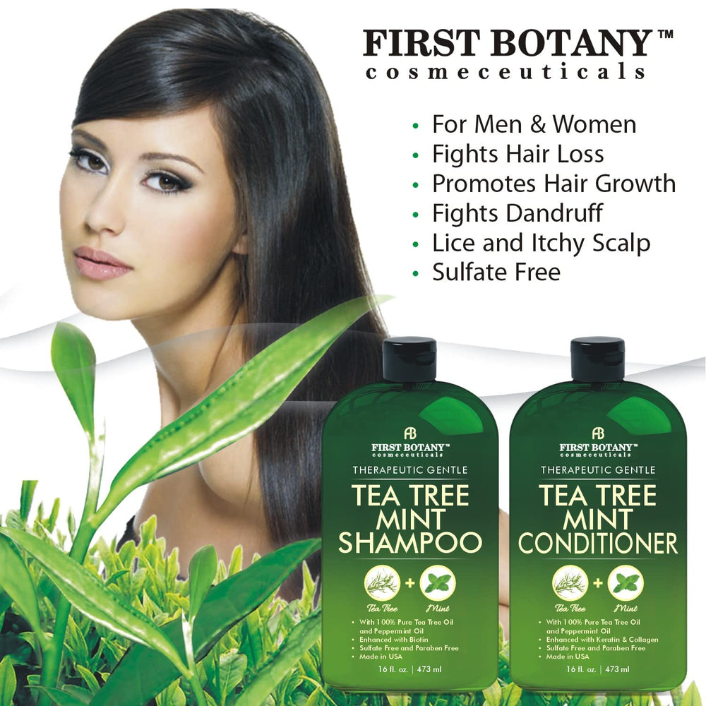 First Botany Tea Tree Mint Shampoo foam close-up highlights cooling sensation.
