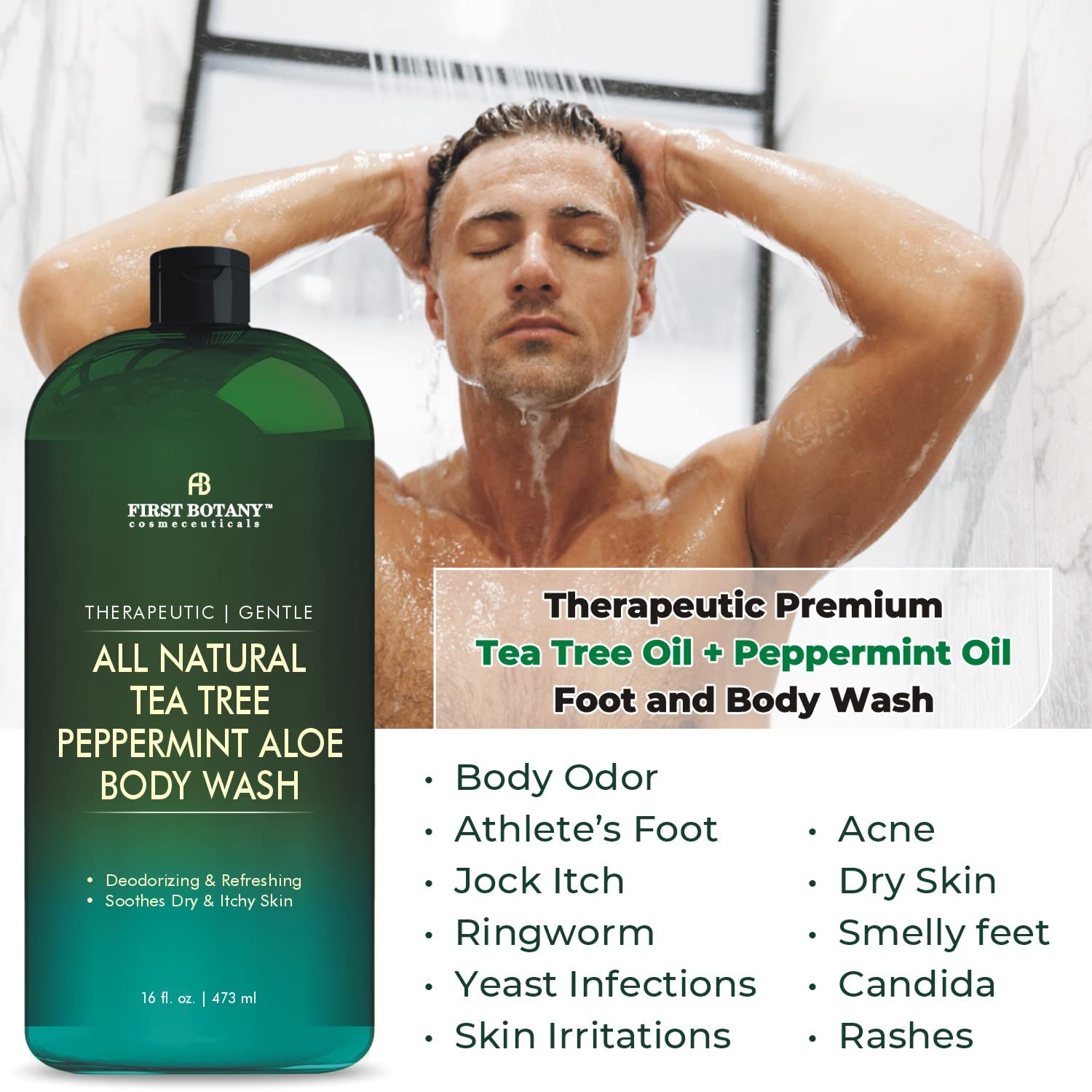 First Botany Tea Tree Mint shower gel lather delivers clean skin and cooling sensations