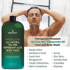 First Botany Tea Tree Mint shower gel lather delivers clean skin and cooling sensations