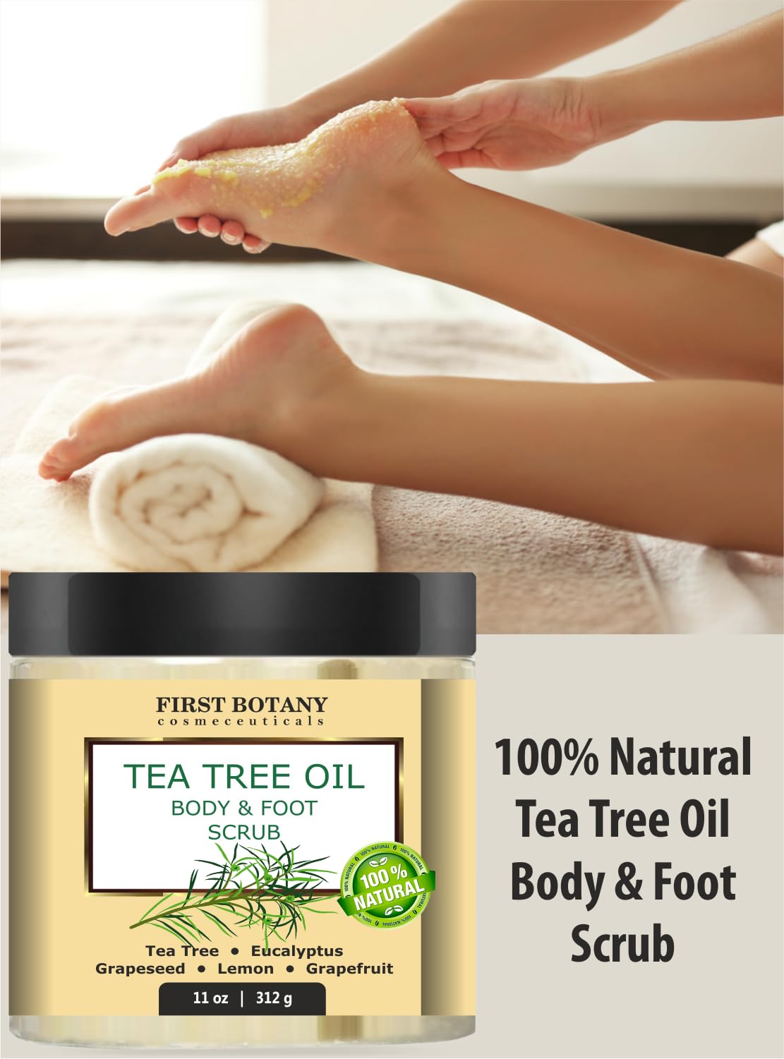 First Botany foot scrub texture showing exfoliation and fresh scent