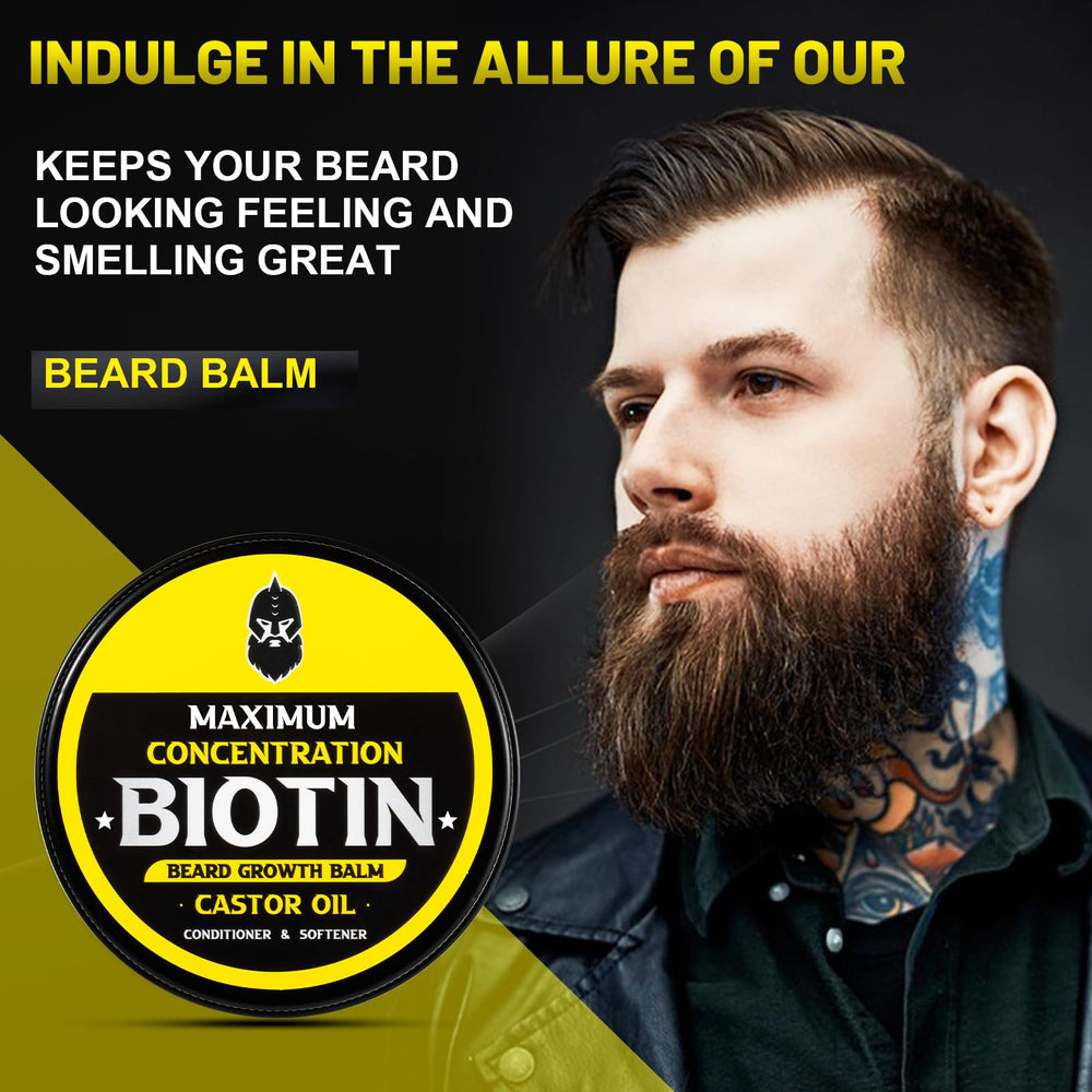 First Melody beard balm jar close-up showing natural ingredients